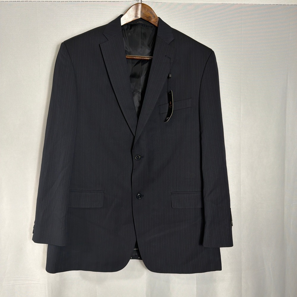 Haggar Suit Jacket Suit Up System Pinstripe Navy Blue Mens 44 L NWT